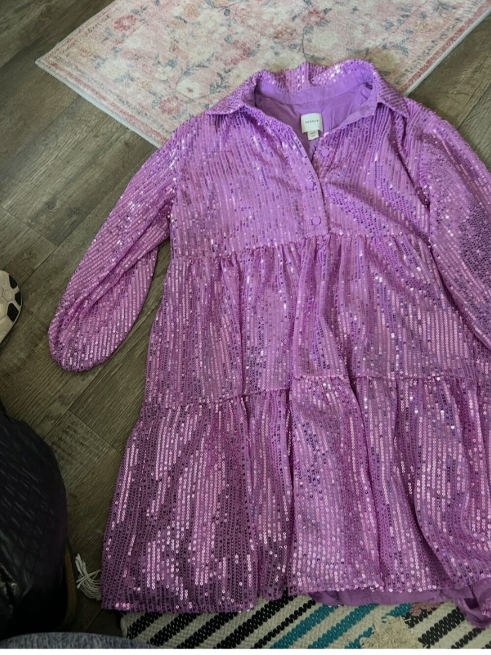 Maeve Bettina Tiered Shirt Dress: Sequin Mini size XSP - Picture 3 of 14